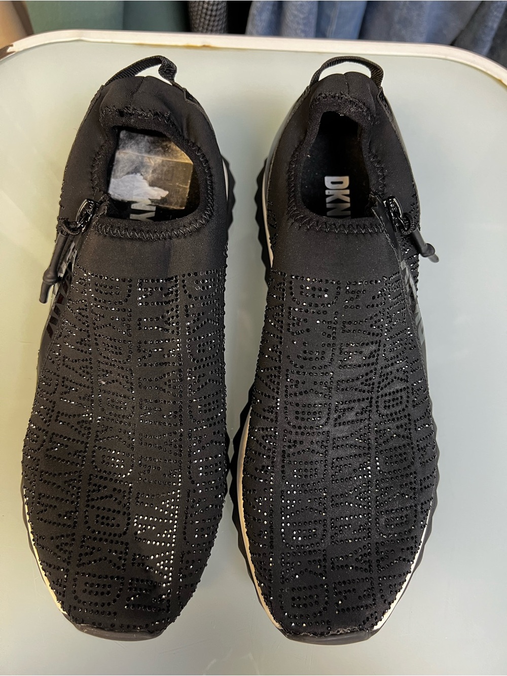 DKNY Rhinestone Slip-On Sneakers - Size 8